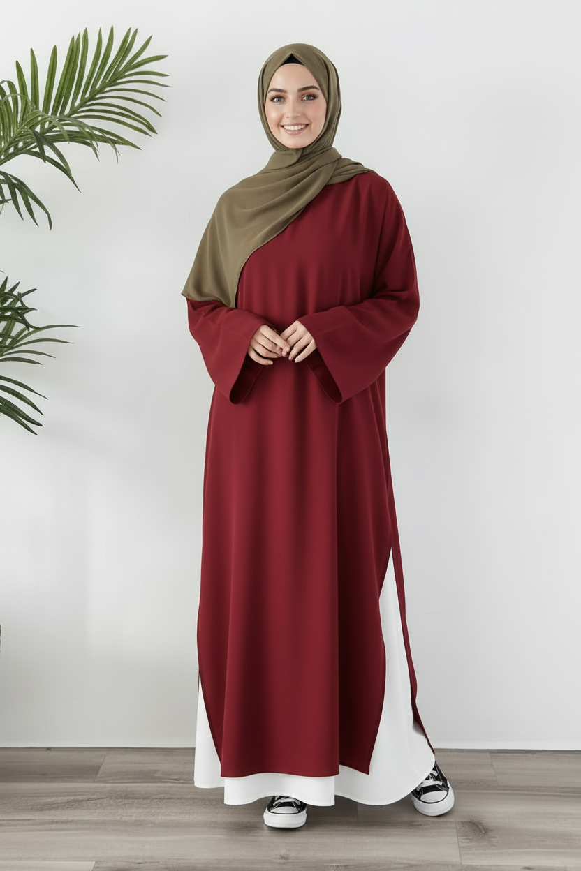 Tunique Longue avec jupe large Bordeaux