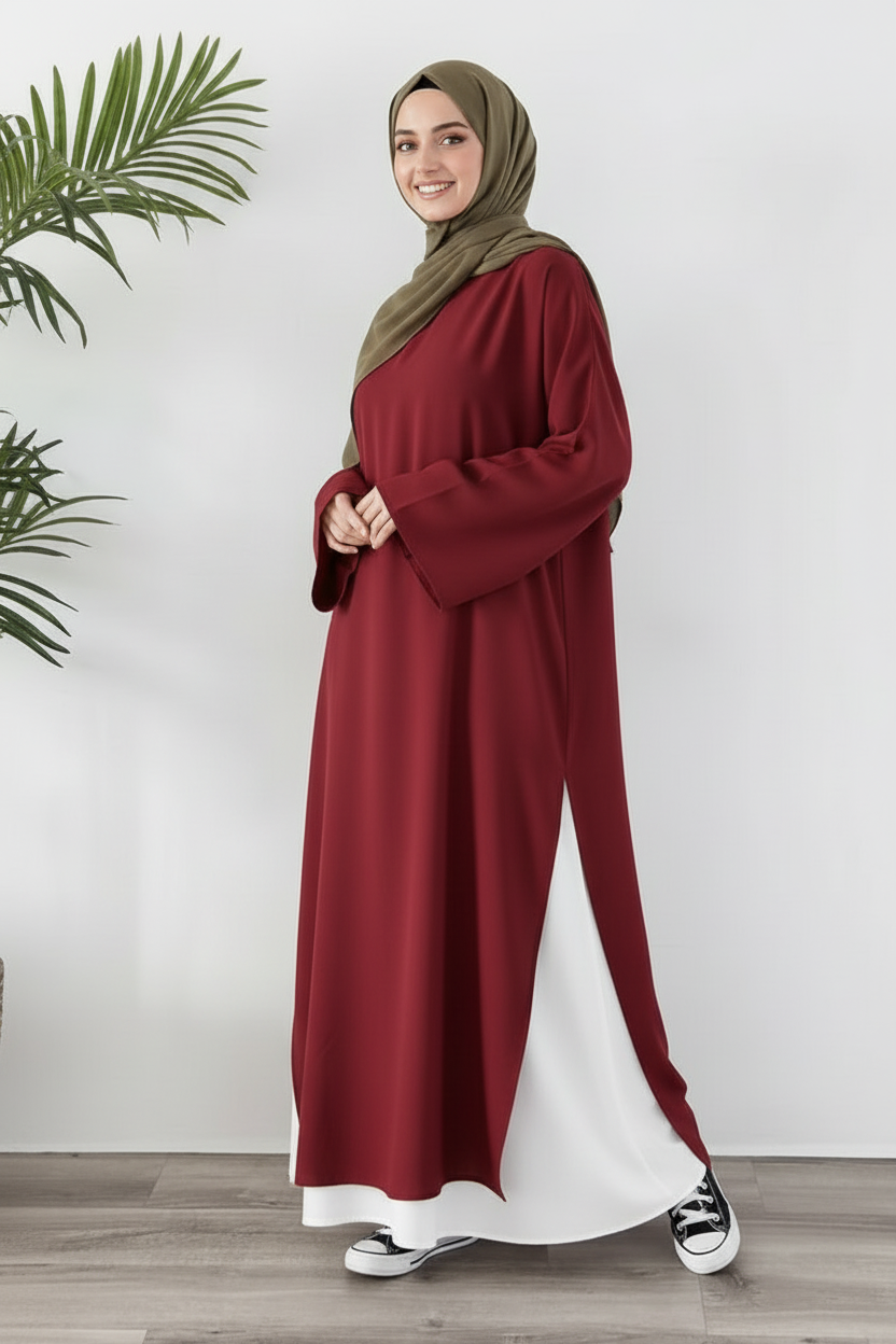 Tunique Longue avec jupe large Bordeaux