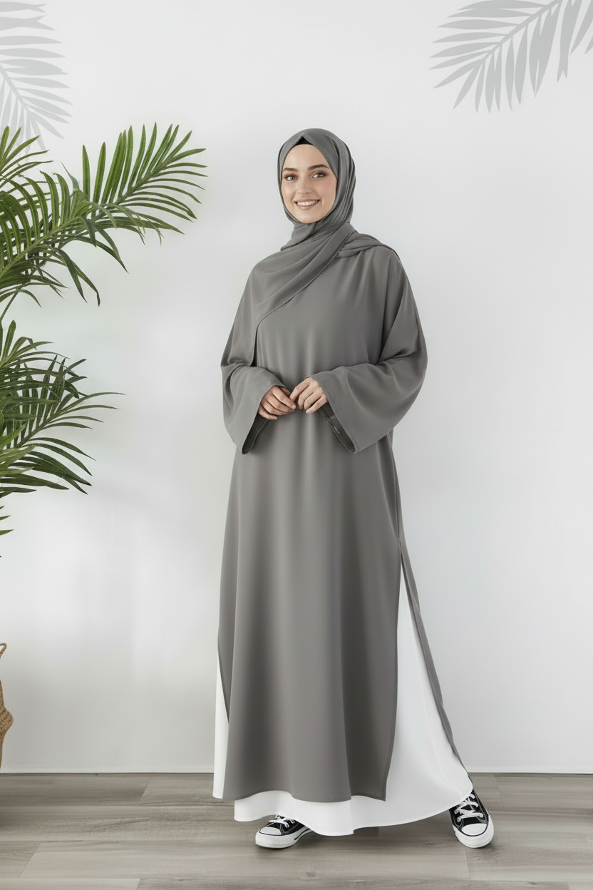 Tunique Longue avec jupe large Gris clair