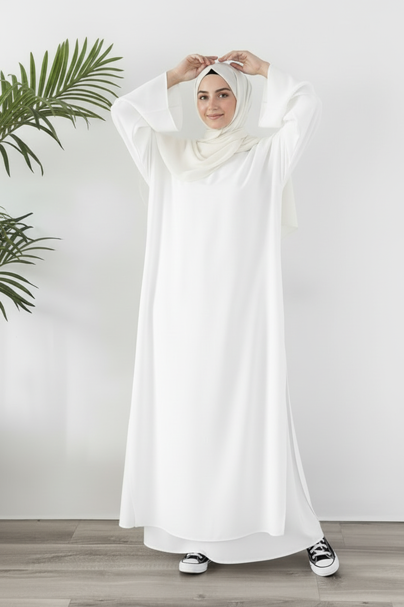 Tunique Longue avec jupe large Blanc