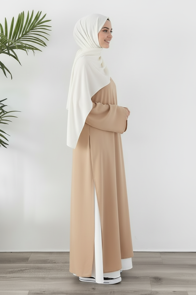 Tunique Longue avec jupe large Créme