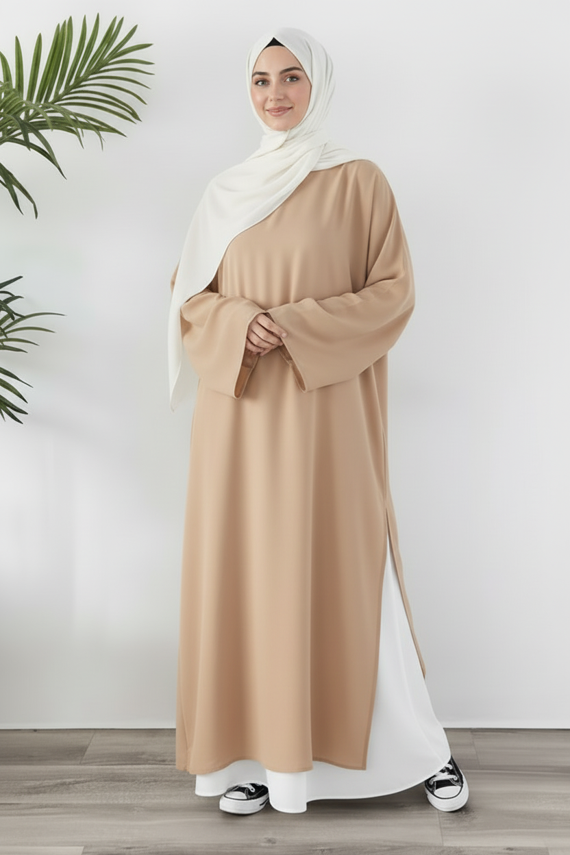 Tunique Longue avec jupe large Créme