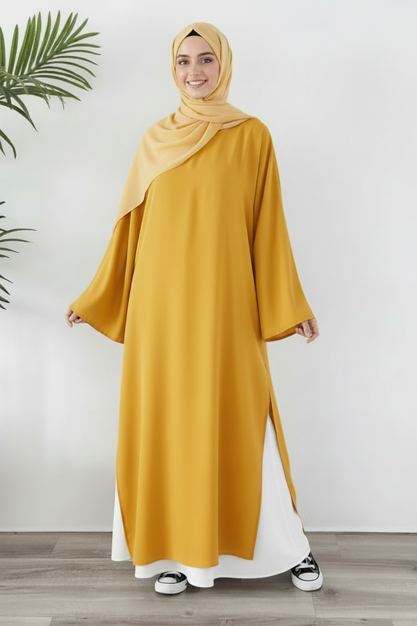 Tunique Longue avec jupe large Moutarde