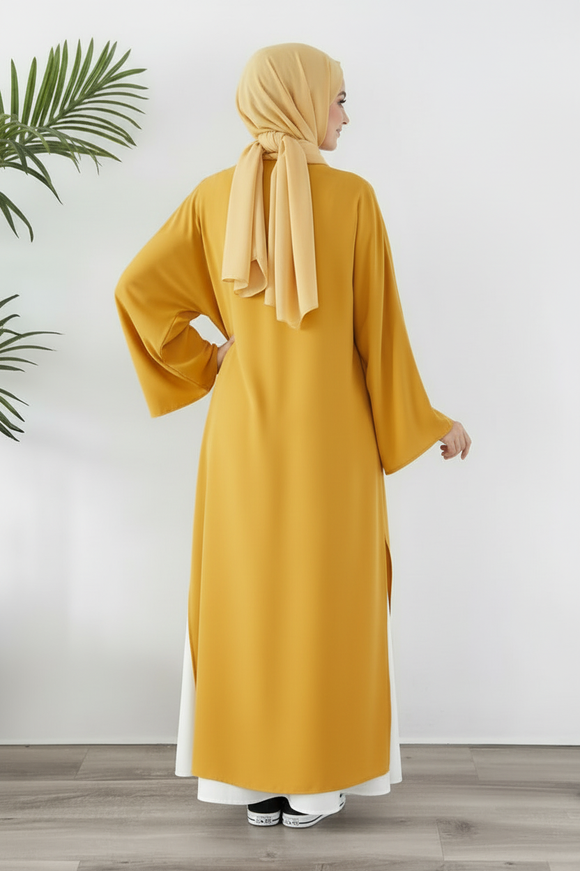 Tunique Longue avec jupe large Moutarde