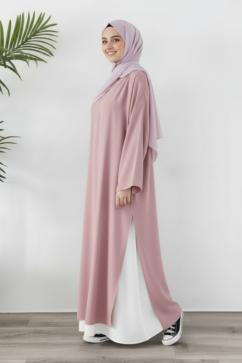 Tunique Longue avec jupe large Bois de Rose