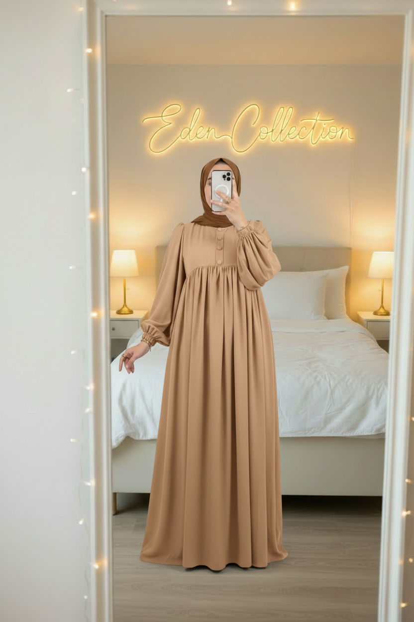 Robe Crépe Boutons Empire