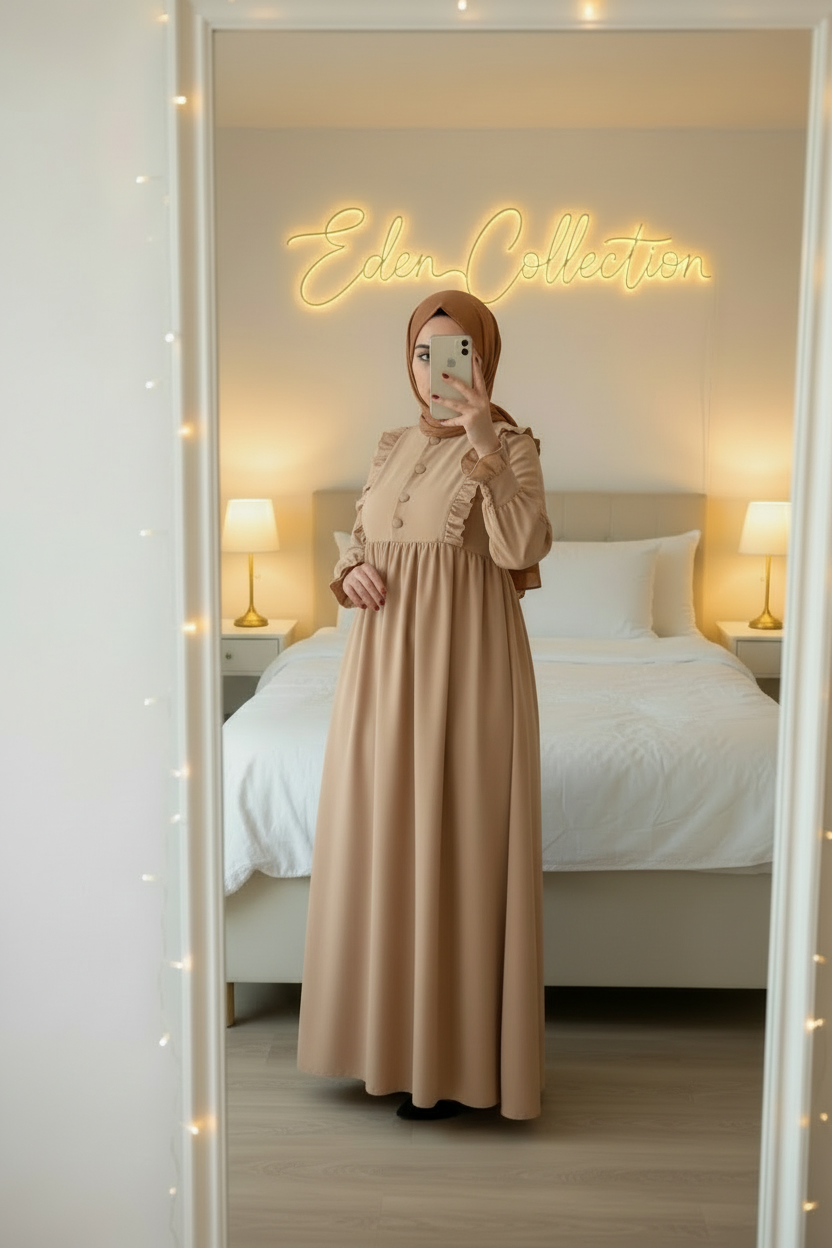 Hijab Robe Crêpe Volants Froncée