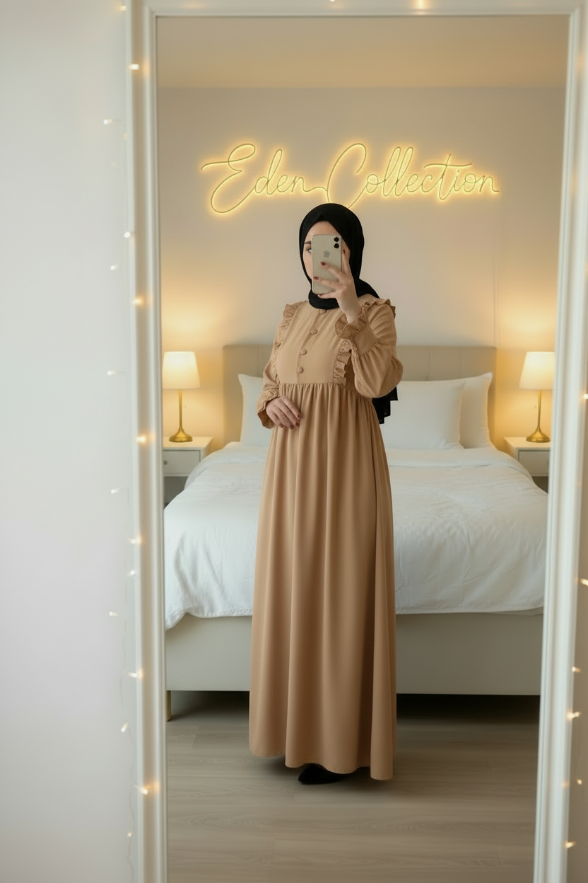 Hijab Robe Crêpe Volants Froncée