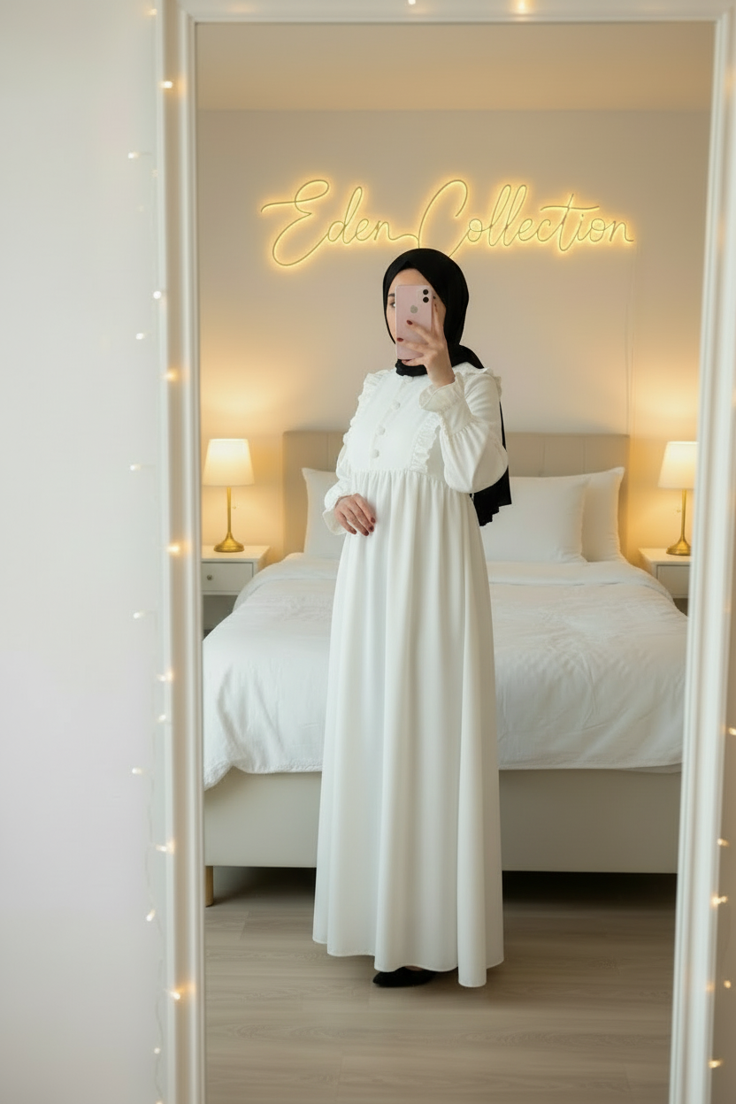 Hijab Robe Crêpe Volants Froncée