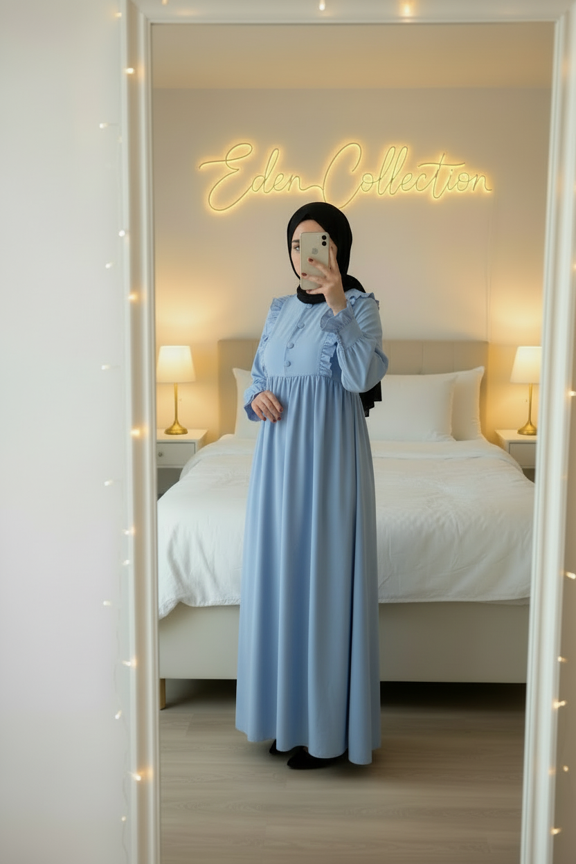 Hijab Robe Crêpe Volants Froncée