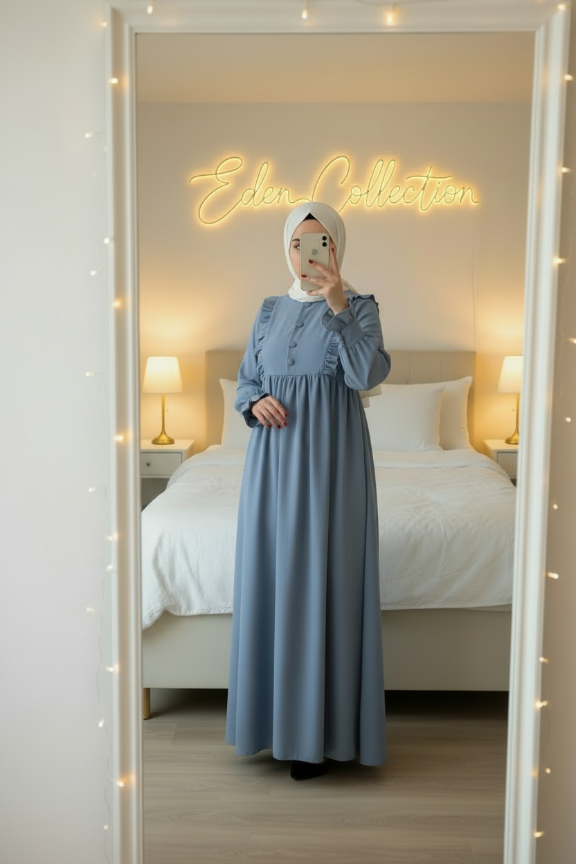 Hijab Robe Crêpe Volants Froncée