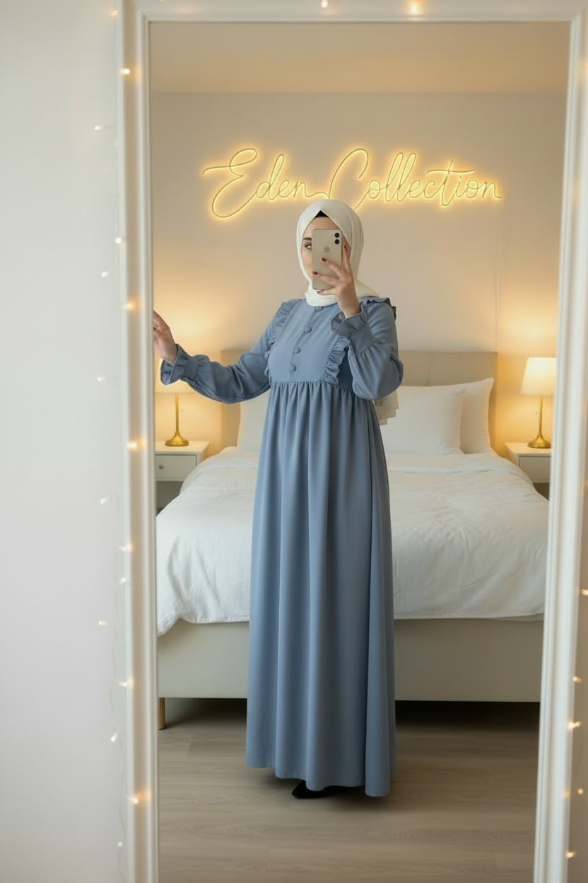 Hijab Robe Crêpe Volants Froncée