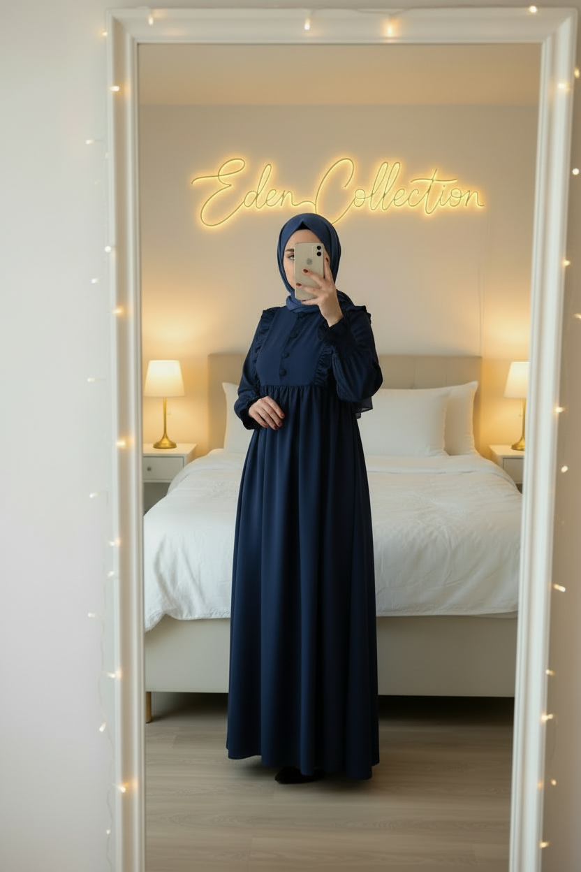 Hijab Robe Crêpe Volants Froncée