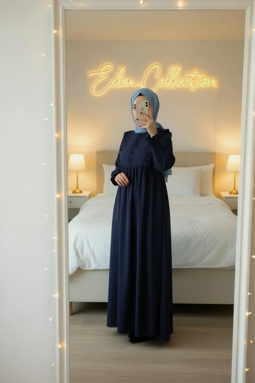 Hijab Robe Crêpe Volants Froncée