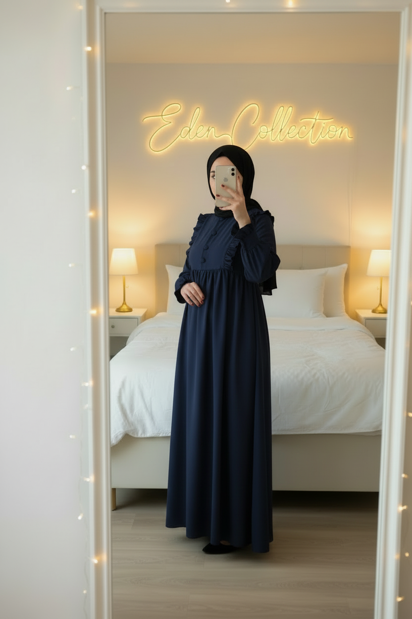 Hijab Robe Crêpe Volants Froncée