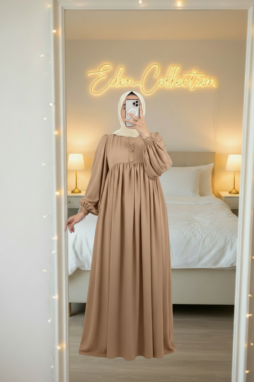 Robe Crépe Boutons Empire