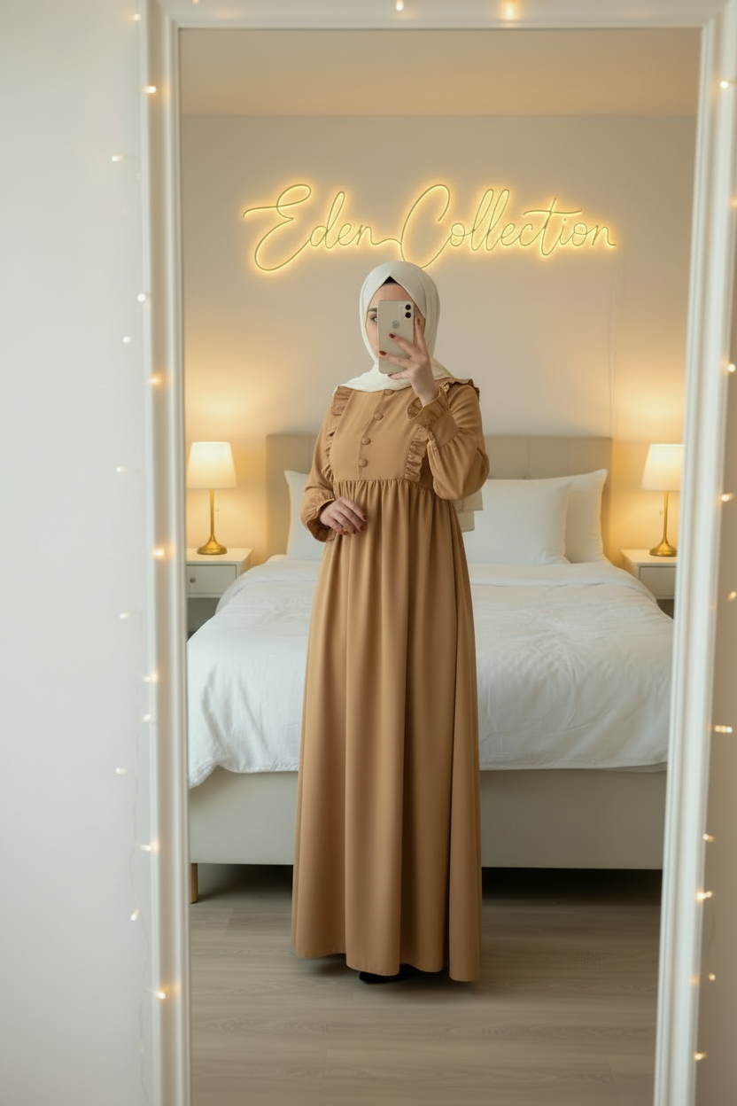 Hijab Robe Crêpe Volants Froncée