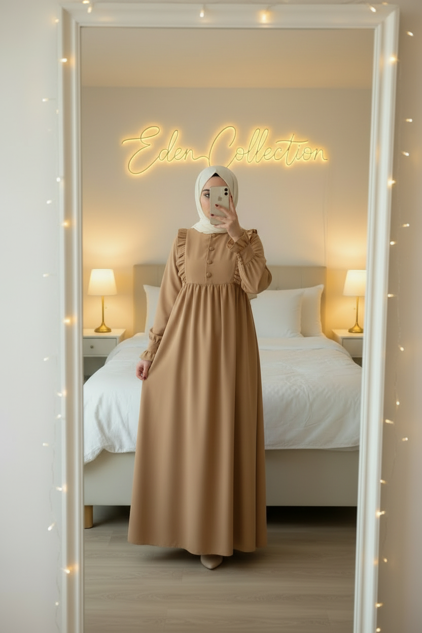 Hijab Robe Crêpe Volants Froncée