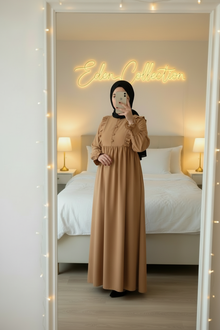 Hijab Robe Crêpe Volants Froncée