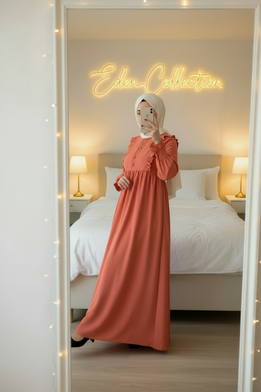 Hijab Robe Crêpe Volants Froncée