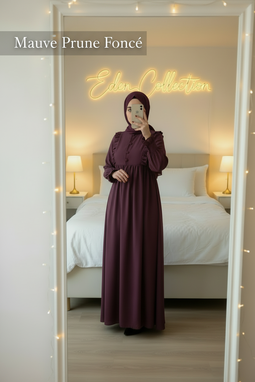 Hijab Robe Crêpe Volants Froncée