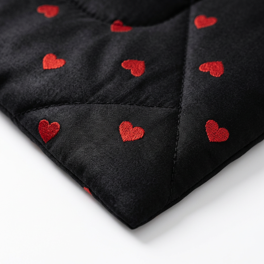 Zoom tissu coeurs noirs