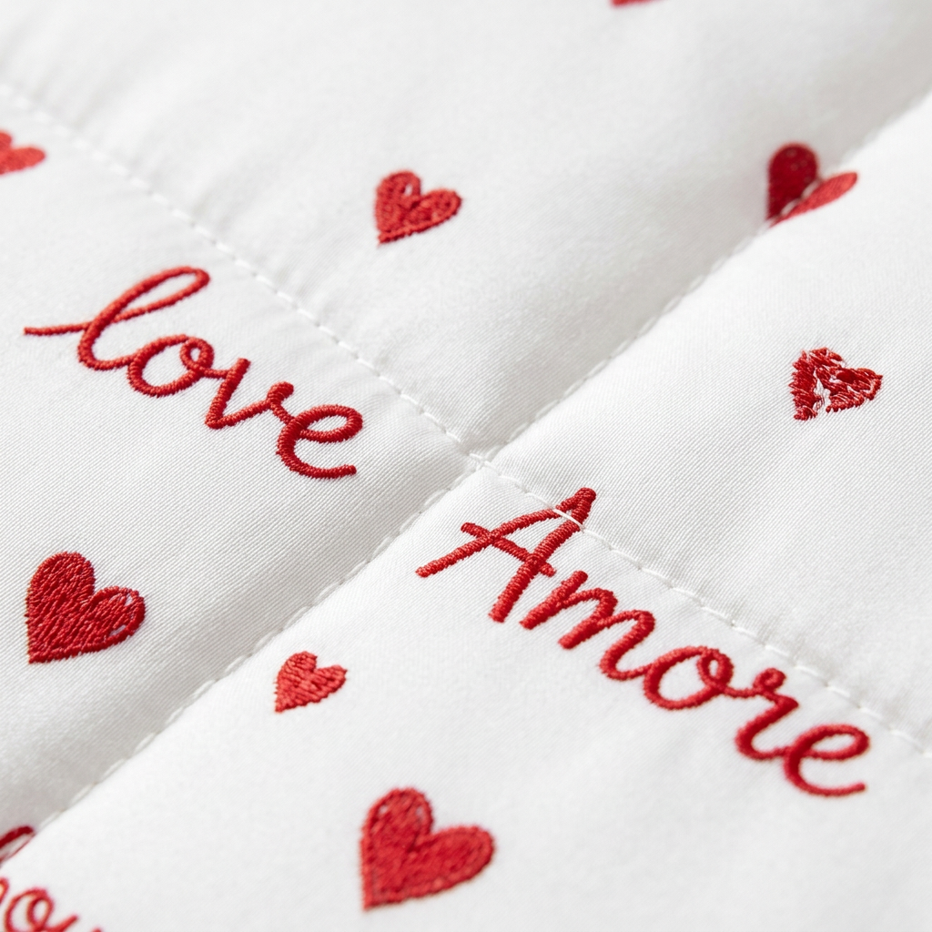 Zoom tissu love coeurs rouges