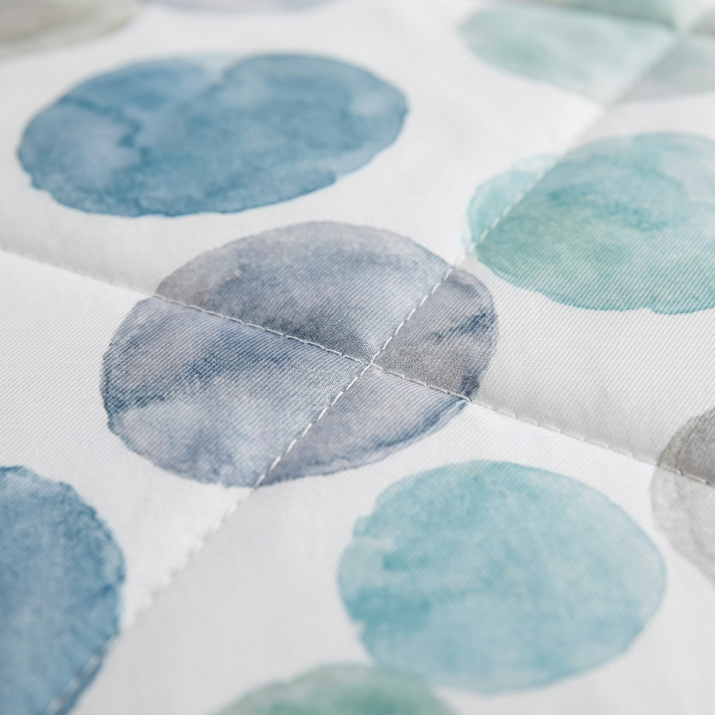 Zoom tissu cercles aquarelle bleus