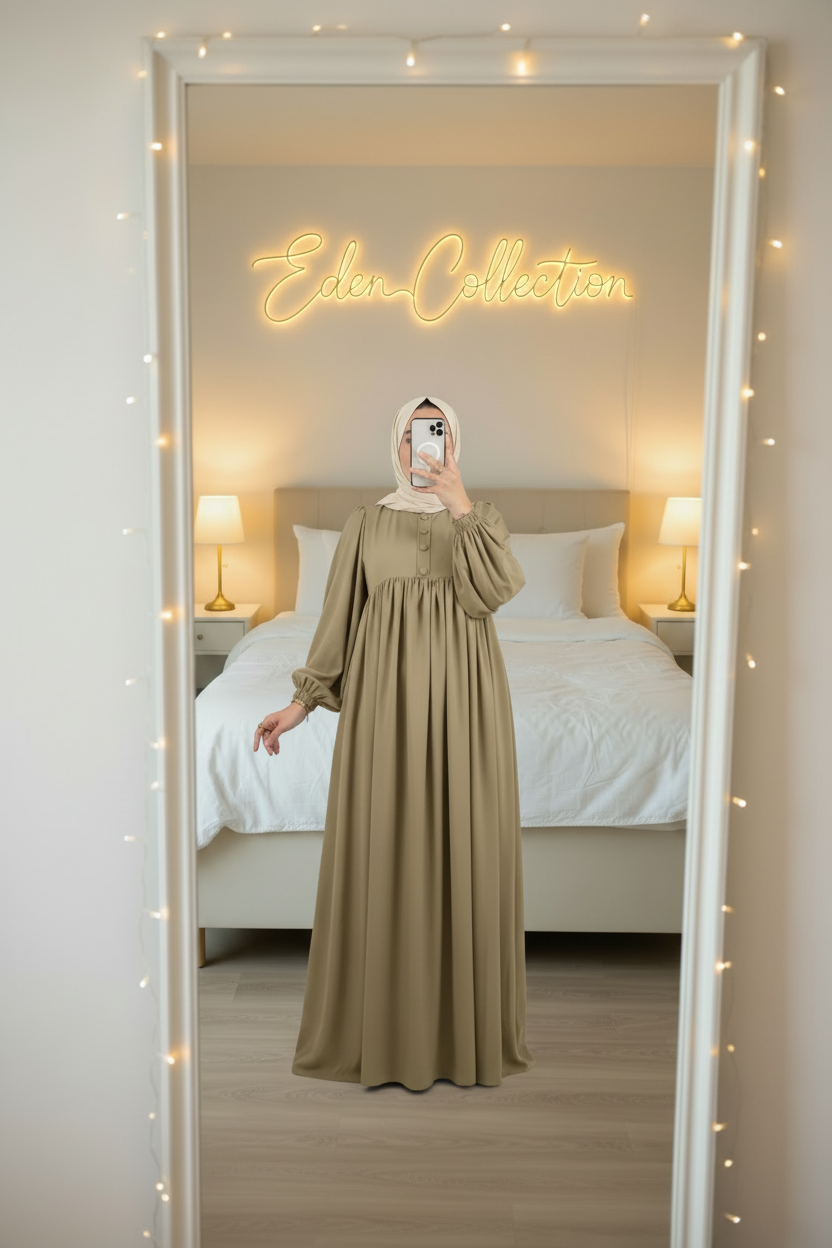 Robe Crépe Boutons Empire