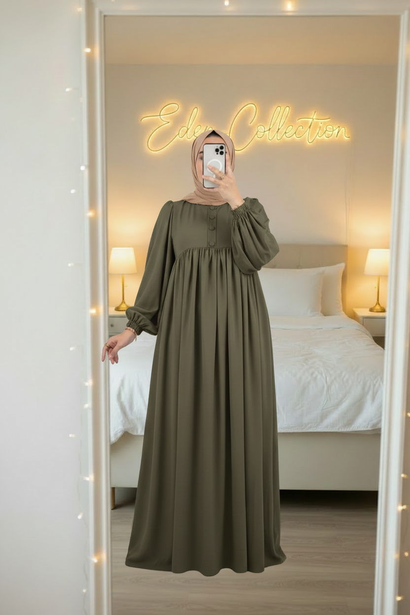 Robe Crépe Boutons Empire