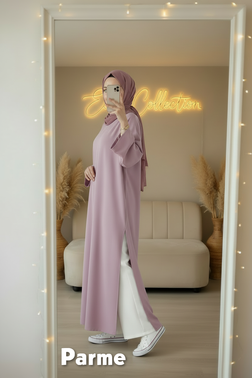 Tunique longue Crêpe Fluide et son pantalon large