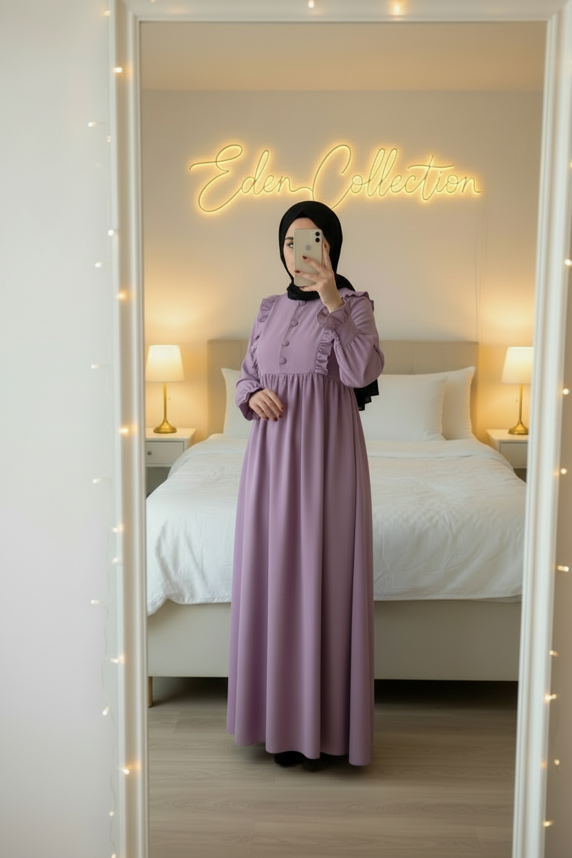 Hijab Robe Crêpe Volants Froncée