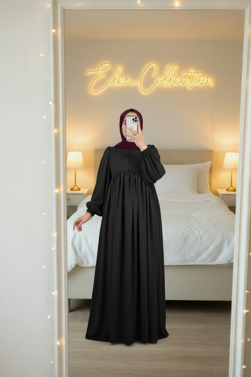 Robe Crépe Boutons Empire