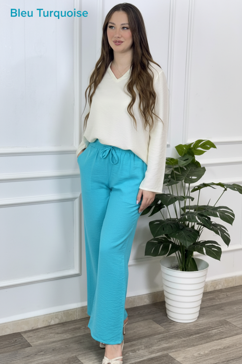 Pantalon Bleu Turquoise