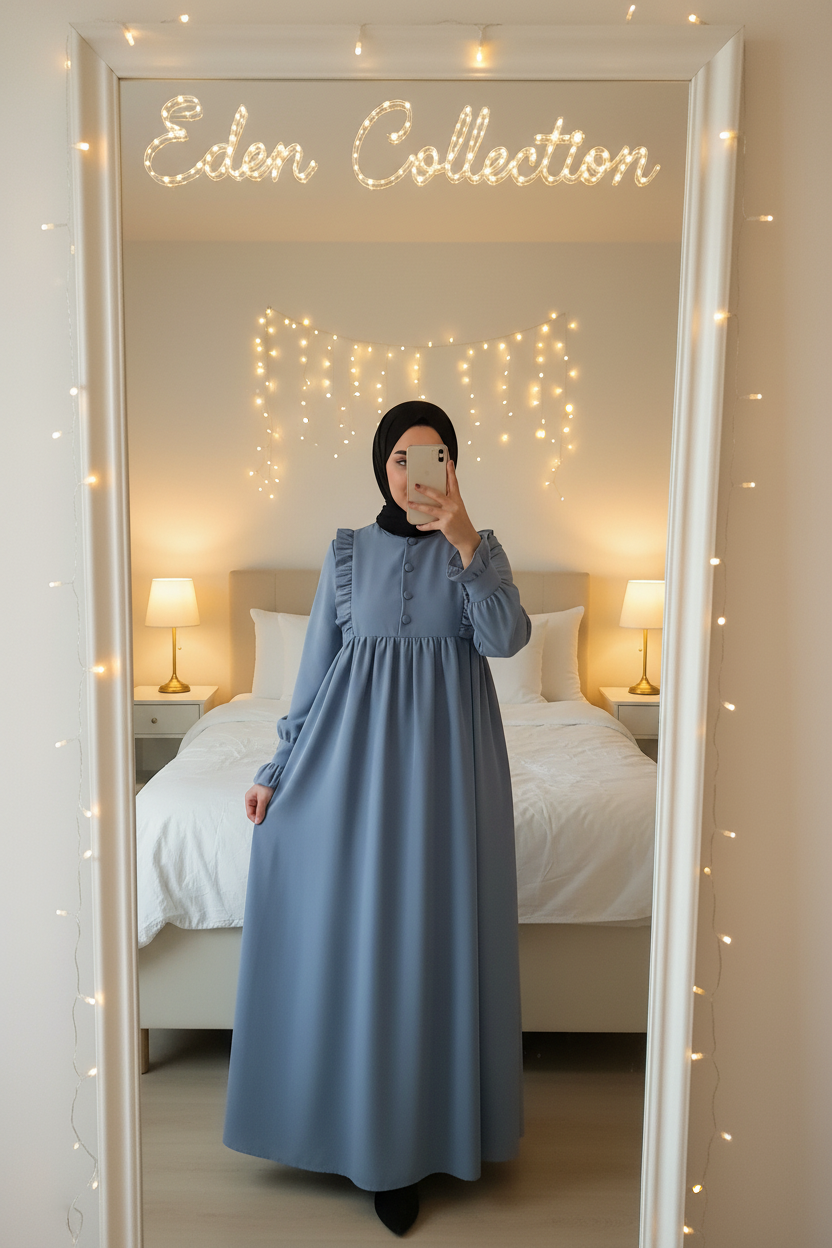 Hijab Robe Crêpe Volants Froncée