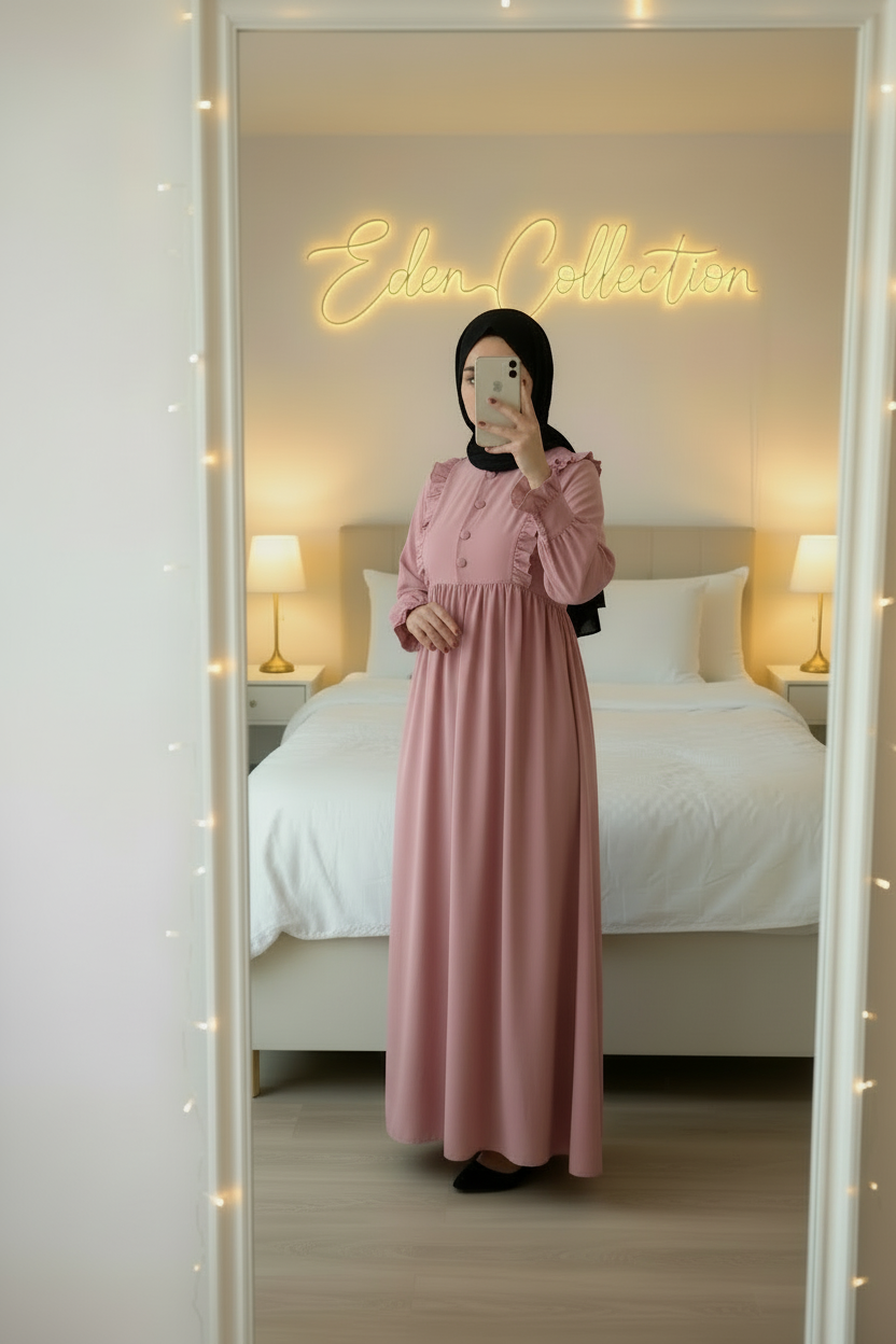 Hijab Robe Crêpe Volants Froncée