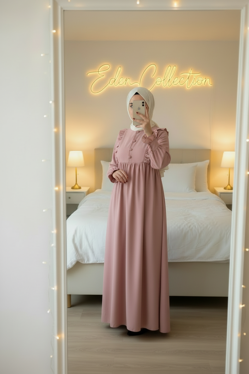 Hijab Robe Crêpe Volants Froncée