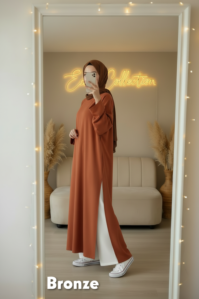 Tunique longue Crêpe Fluide et son pantalon large