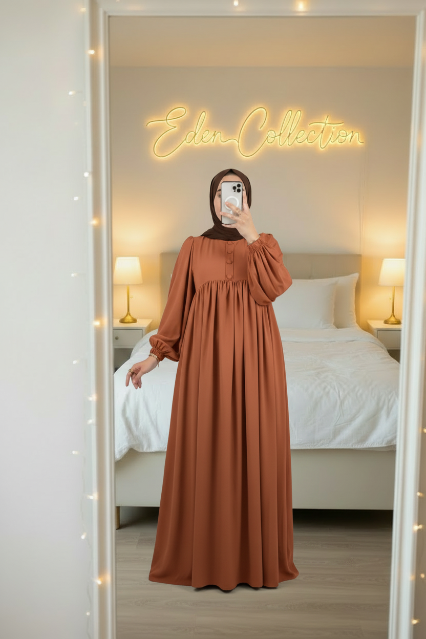 Robe Crépe Boutons Empire