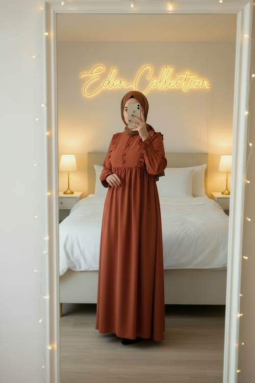 Hijab Robe Crêpe Volants Froncée