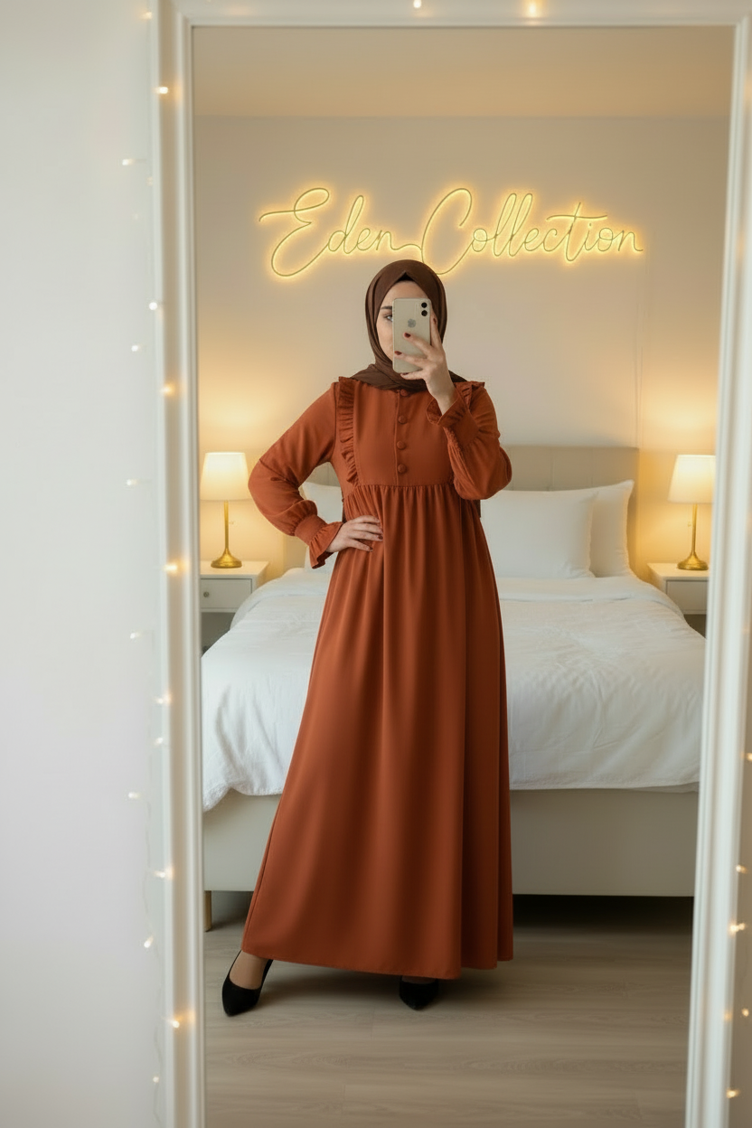 Hijab Robe Crêpe Volants Froncée