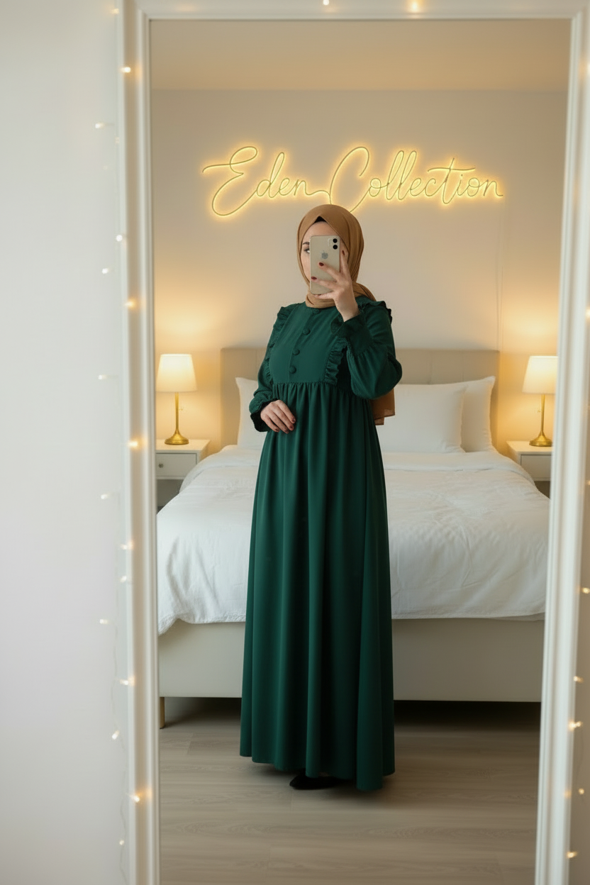 Hijab Robe Crêpe Volants Froncée